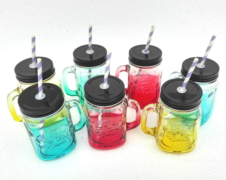 Винтаж соломы Стекло летние фруктовый сок мороженое чистый диспенсер для