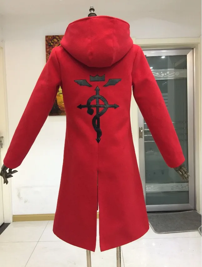 only coat Аниме Полный металлический Алхимик Косплей Эдварда Элрика костюм Стальной алхимик пальто с капюшоном на заказ - Цвет: only coat