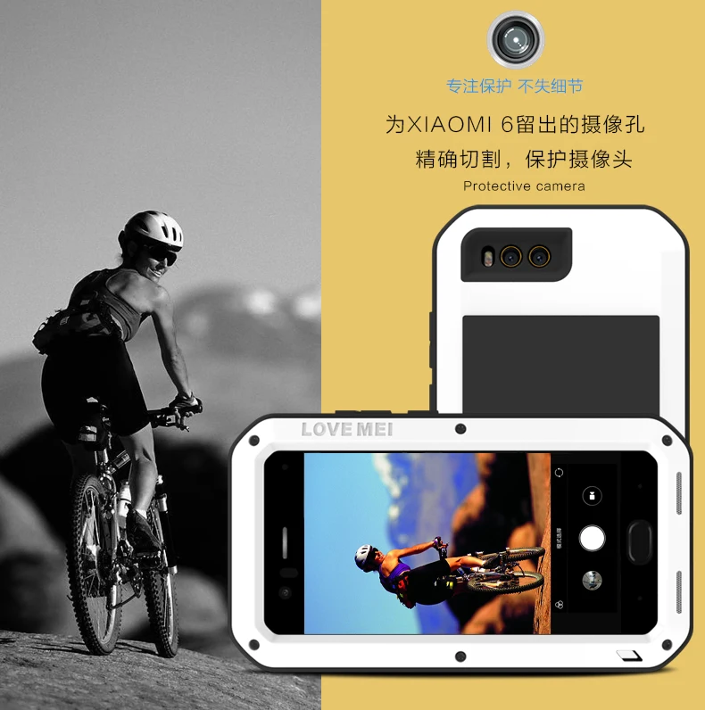 Любовь Мэй мощный чехол для xiaomi mi6 m6 Водонепроницаемый противоударный Алюминий чехол для xiaomi mi 6 свободное закаленное стекло