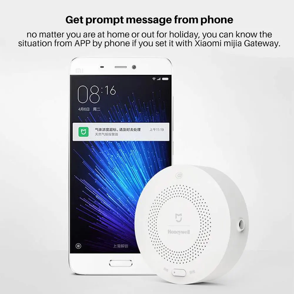 Xiaomi газовый датчик сигнализации Honeywell детектор дыма мониторинг пожарной защиты потолок и стены легко установить приложение Mijia дистанционное управление