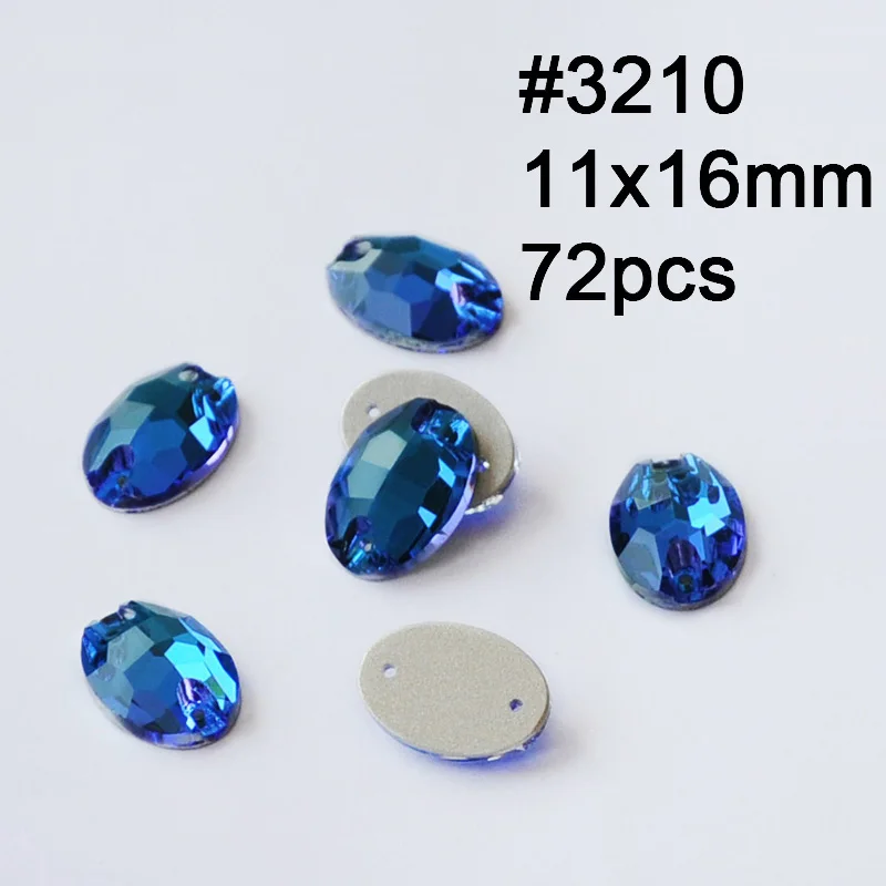 Oval 11X16mm 72pcs Смешанные формы Синий Циркон Круглые пришивные стразы Серебряная задняя часть с отверстиями плоская задняя сторона пришитые Стразы для украшения одежды - Цвет: Oval 11X16mm 72pcs