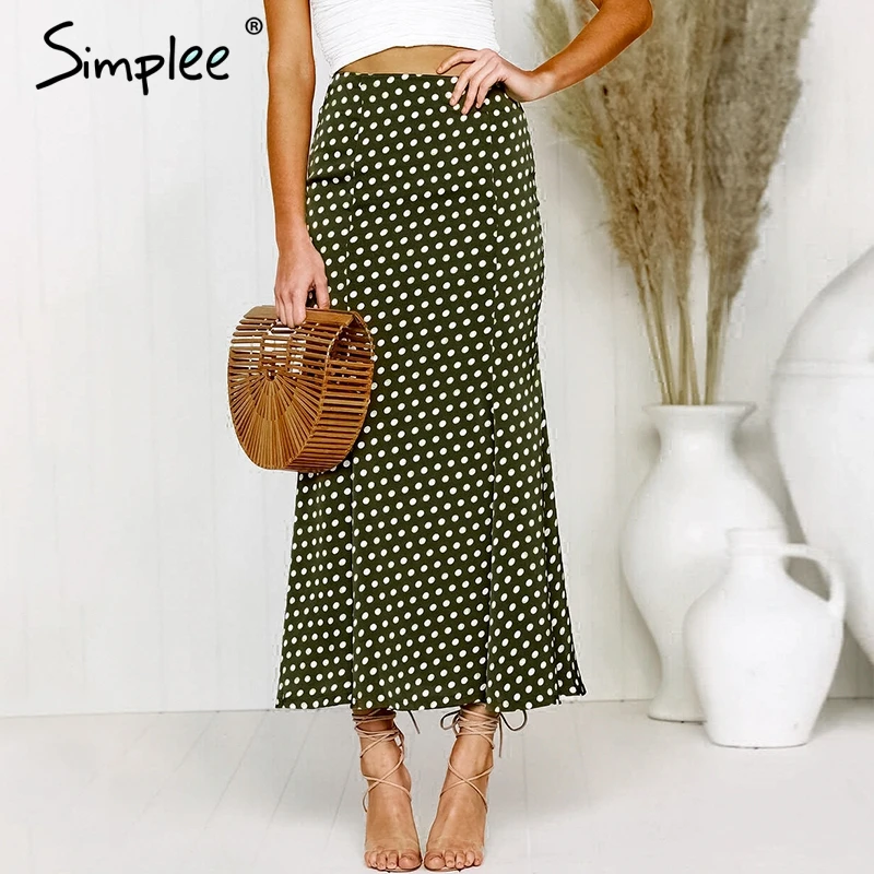 Simplee Элегантный рюшами подол длинная юбка-годе Высокая талия корейской моды dot