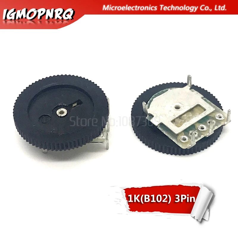 

5pcs Double Gear tuning potentiometer B102 1K 3pin 16*2mm Dial Potentiometer