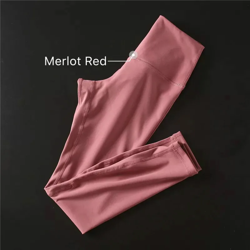 Merlot Red Цветные анти-потовые спортивные Леггинсы для спортзала, женские штаны с высокой талией для йоги и фитнеса, бесшовные леггинсы для танцев и тренировок, XS-XL - Цвет: Merlot Red
