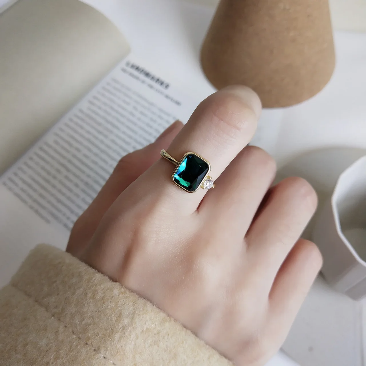 Кольца из стерлингового серебра 925 пробы 18K золото классический дизайн