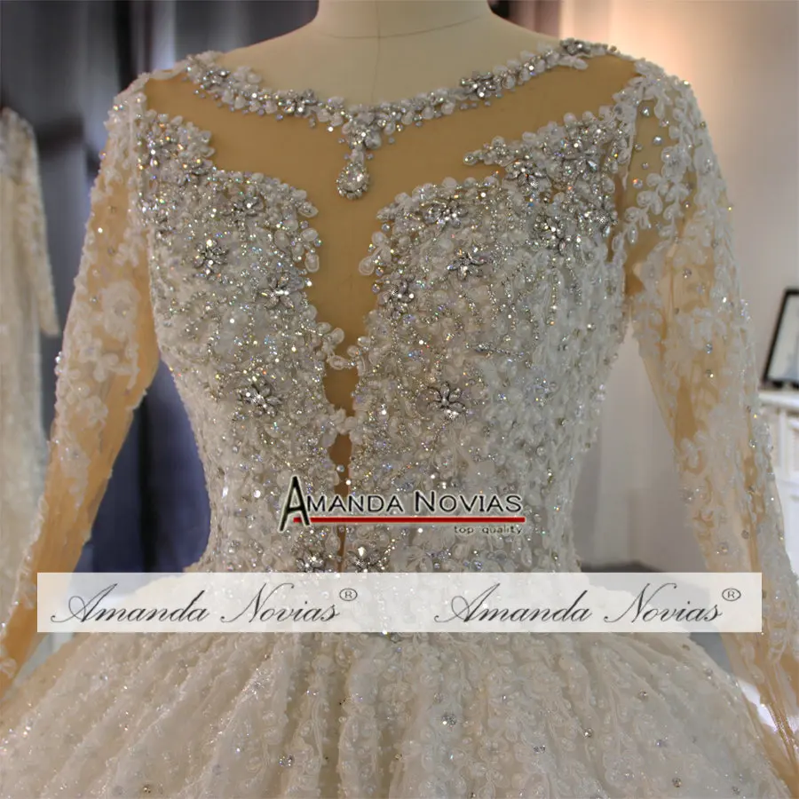 Gelinlik vestido de noche роскошное Сверкающее шикарное свадебное платье с отделкой бисером Аманда новиас настоящая работа