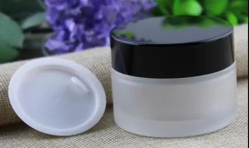 Black Lid 30 г 30 мл Стекло крем банку, мороз Стекло банку с серебряной Кепки, черный и золотой Цвет крышкой, Стекло косметики упаковка Jar, 20 шт./лот - Цвет: Black Lid