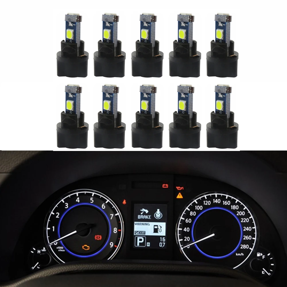 Белый WLJH 10x T5 Клин 37 73 светодиодный лампы PC74 Twist Socket Gauge приборная панель Даш светильник лампа индикатора для Subaru - Испускаемый цвет: Белый