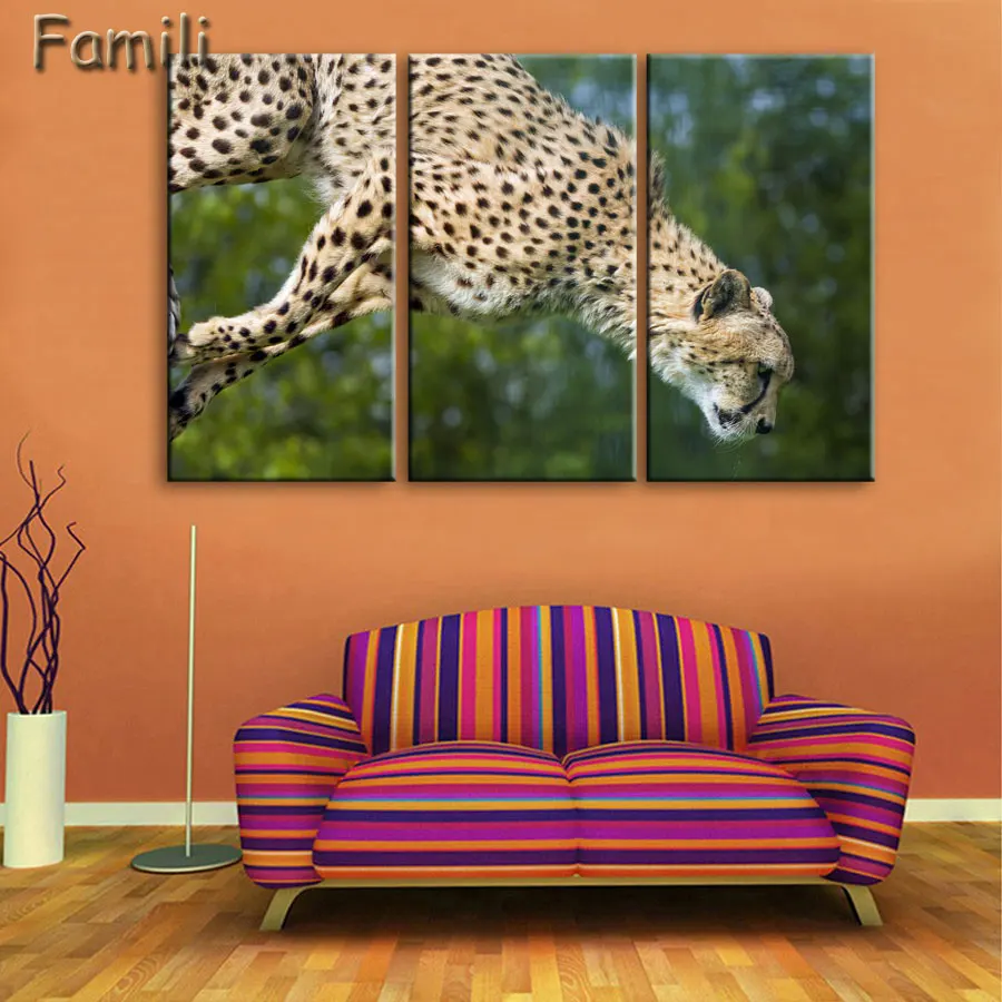 Картина маслом в африканском стиле Гепард 3 шт./компл.|canvas wall art|wall artpainting picture |
