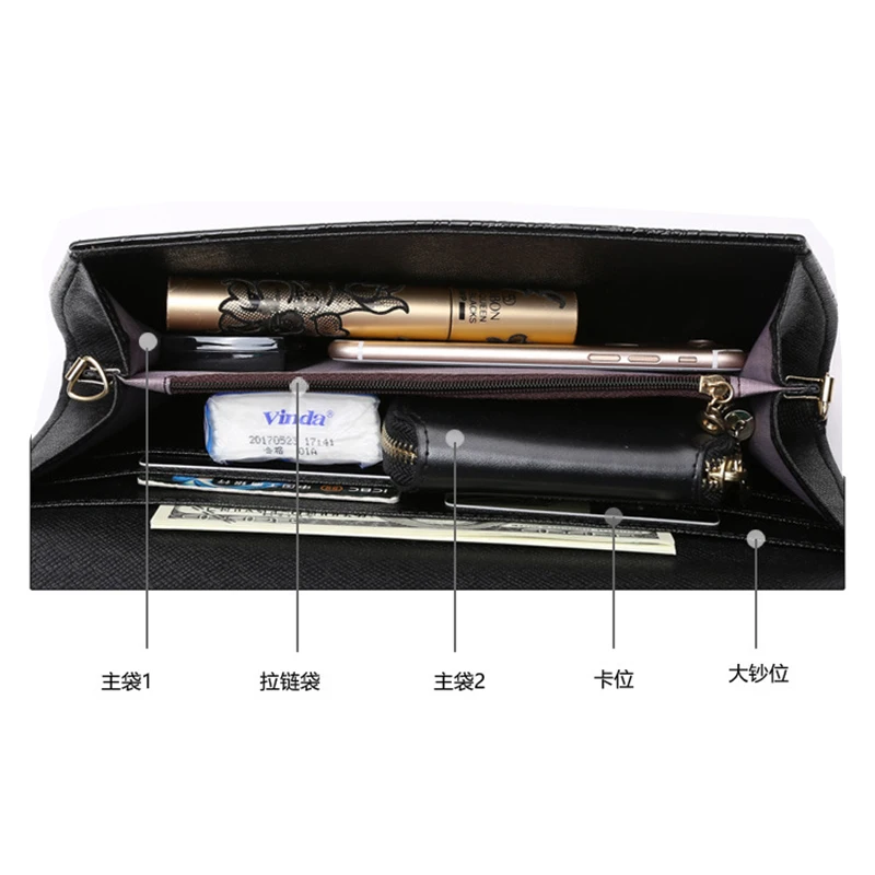 Женская Повседневная Сумка клатч с имитацией под кожу крокодила Женский кошелек