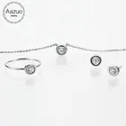 Aazuo, 18 K, белое золото (Au750), настоящие бриллианты, ювелирные наборы, мини, круглое кольцо, ожерелье, серьги для женщин, для помолвки, свадьбы, Au750