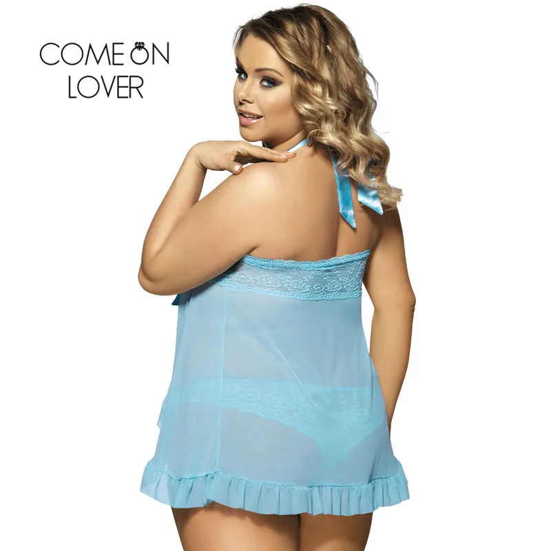 Женское прозрачное кружевное нижнее белье Comeonlover с лямкой на шее и открытой