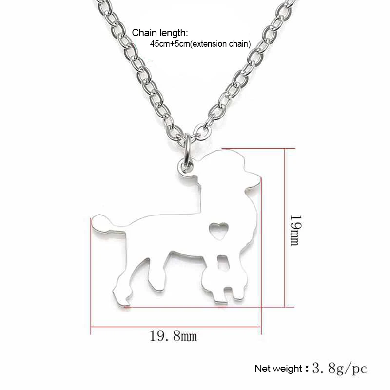Canuomen кулон в форме пуделя с любовным сердцем из нержавеющей стали колье