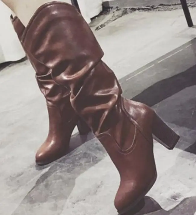 Zapatos mujer Женская обувь Обувь женщина высокий толстый каблук Модные женские туфли-лодочки зимние ботинки Martin зимние элегантные g61286