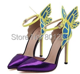 free shipping new 2015 Occident style women butterfly wings pumps sandals ladies fashion pointed toe summer shoes high heels | Обувь