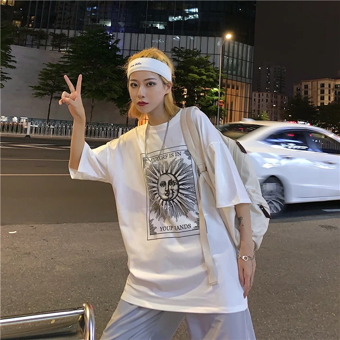 Футболки HARAJUKU женские с коротким рукавом Свободные футболки летние модные уличные повседневные футболки унисекс
