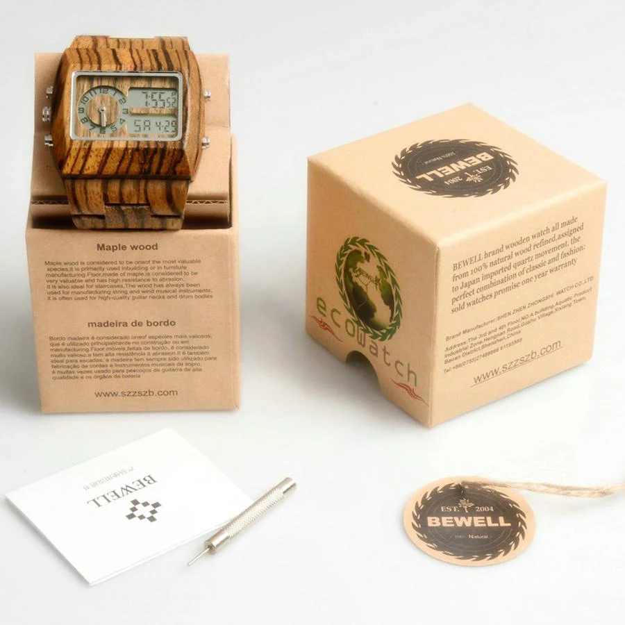 BEWELL деревянные роскошные мужские наручные часы квадратные кварцевые для деловых