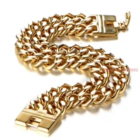 hot sale 23mm 9 fashion mens high quality 316l stainless steel bracelets gold men metal bracelet cuff bracelet jewelry