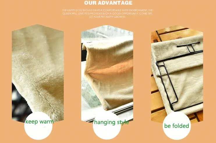 

Washable Foldable Winter Warm Suede Cat Bed Rust-proof Steel Frame, Thicken Fur Cat Hammock Can Be Hung Cat Cage