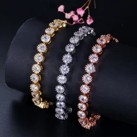 threegraces sparkling cubic zirconia rose gold color link chain tennis bracelet for women fashion party costume jewelry br077