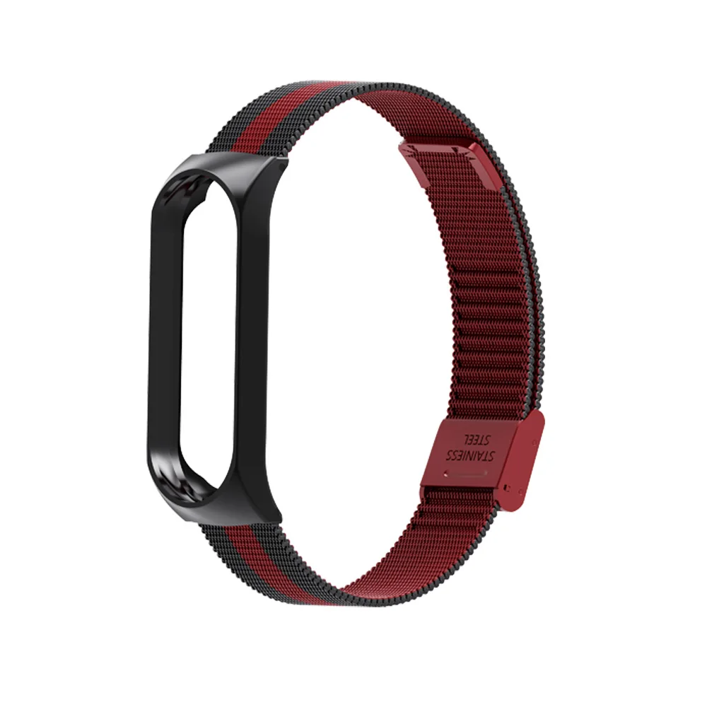 black red Металлический ремешок для mi band 4 mi Band 3 Smart Band ремешок для Xiaomi mi Band 4 аксессуары для смарт-браслета сменный ремешок mi Band - Цвет: black red