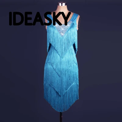 Женские платья для латиноамериканских танцев с бахромой соревнований женщин