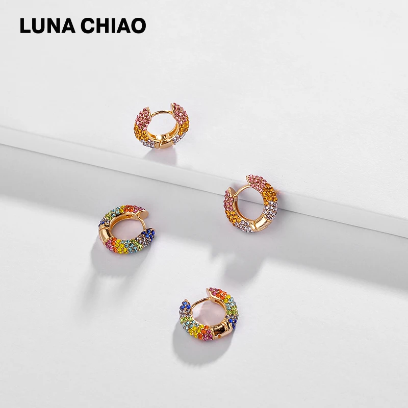 Женские Разноцветные серьги-кольца LUNA CHIAO летние серьги с разноцветными