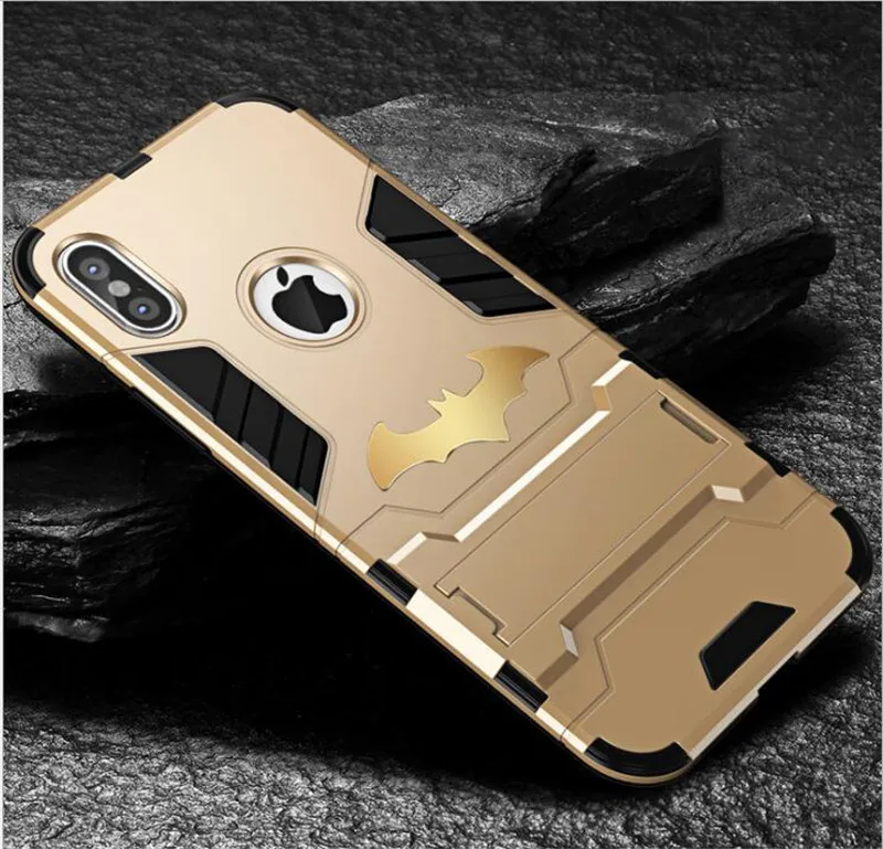 Gold JAMULAR 360 полная защита чехлы-держатели для мобильного телефона для iPhone 8 7 XS MAX XR X 6 6s противоударный чехол для телефона для iPhone 7 Бэтмен Броня Fundas - Цвет: Gold