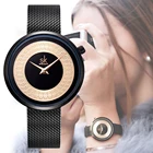 Часы наручные Shengke женские кварцевые, классические модные брендовые, чёрные