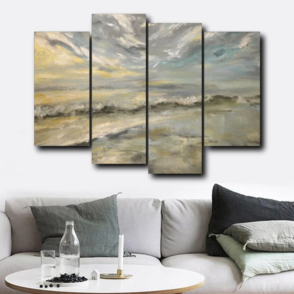 Laeacco Turbulent Seawater Canvas Oil Painting Prints Home Decoration Wall Art Poster Pictures For Living Room Bedroom No Frame | Дом и сад