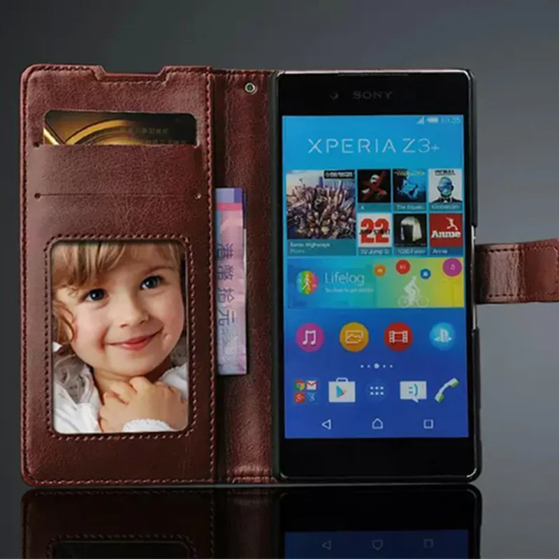 GNMN Премиум кожаный чехол держатель карты кобура Z4 флип для Sony Xperia Z3 + Dual E6553 E6533