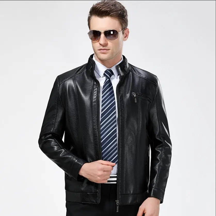

S-3xl Autumn And Winter Men's Clothing Plus Velvet Thickening Sheepskin Leather Jacket Stand Collar Casual Leather Jacket Coat