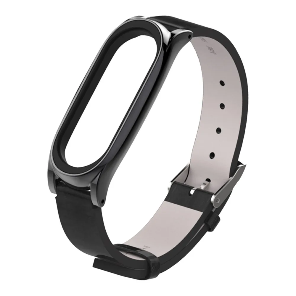 Black Mi jobs кожаный ремешок mi band 3 браслет для Xiaomi mi band 3 ремешок на запястье кожаный браслет для mi band 3 Смарт-часы - Цвет: Black