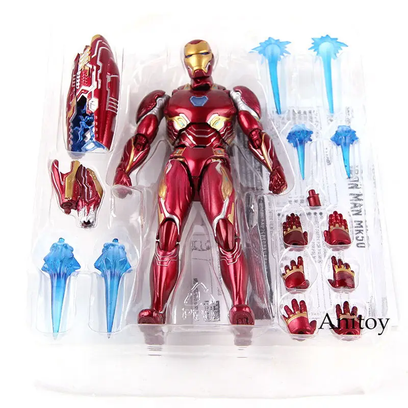 in bag СВЧ Marvel Мстители Бесконечность войны Фигурка Железный человек МК 50 Mark XLX ПВХ Коллекционная модель игрушки - Цвет: in bag