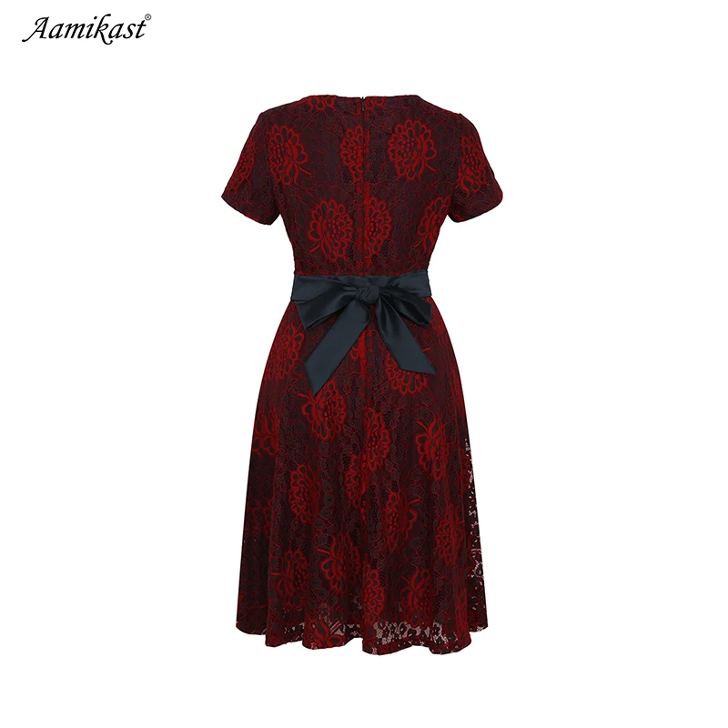 Женское элегантное цветочное кружевное платье-туника Aamikast с контрастным поясом