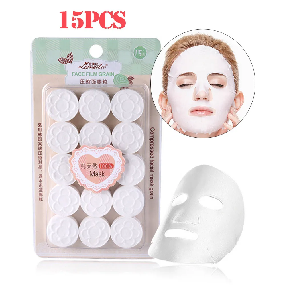 15pcs 100 шт сжатая маска для лица бумажная Женская DIY одноразовая маска бумага натуральный уход за кожей женский Макияж Уход за кожей лица инструмент - Цвет: 15pcs