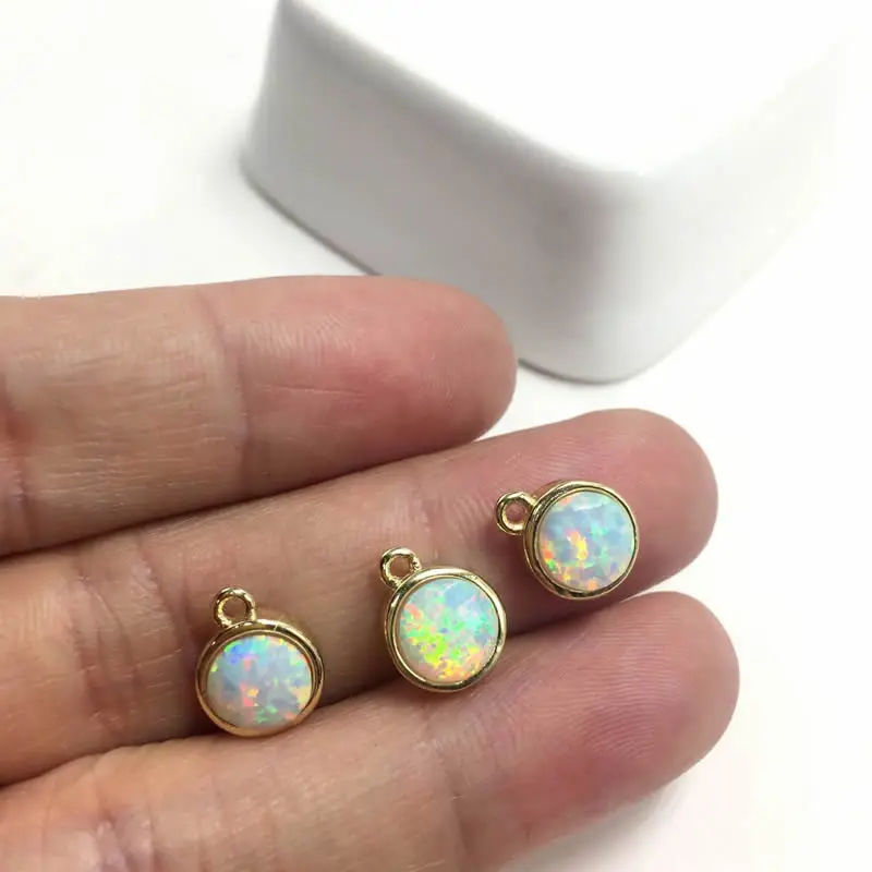 5 шт. 9 мм круглые опаловые бусины золотого цвета с боковым отверстием