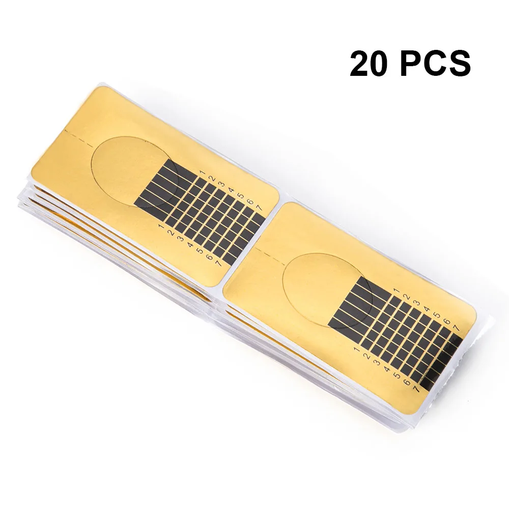 20pcs 100/50/20 штук формы ногтя профессиональная акриловая Кривая Наращивание ногтей направляющая Форма для ногтей Curl советы Трафареты - Цвет: 20pcs