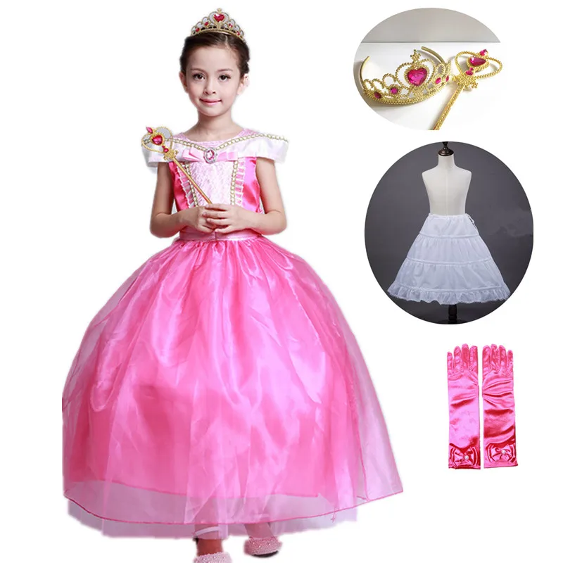 Летнее платье принцессы для девочек детский Косплей-костюм Спящей красавицы