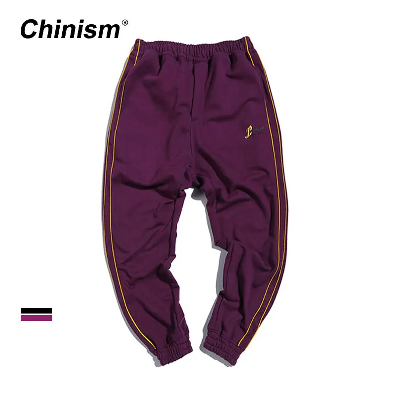 CHINISM Side Striped Jogger штаны Свободные фиолетовый черный Цвет эластичный пояс Для