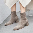 INSЛидер продаж, женские ботильоны ботинки размера плюс 22-26,5 см длина Замшевые полусапожки; Стильные ботинки; Ручной работы; С классическим острым носком стелька из овчины