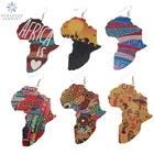 SOMESOOR 6 видов конструкций Африканская Карта, деревянные серьги-подвески, объединенные цвета, афроцентрическая Этническая культура, оригинальные эко животные, краска, ювелирные изделия