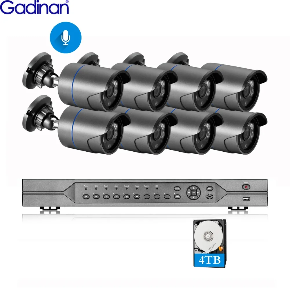 Система видеонаблюдения Gadinan H.265 16 каналов POE NVR 5 МП 2592X1944P 3 Мп 1080P аудиомикрофон IP