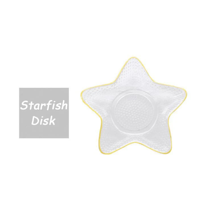 Starfish Dish Techome необычный, прозрачный океан серии стеклянная пластина набор миска Золотая Сторона стекло посуда для фруктов блюдо для закусок Главная блюдо чаша - Цвет: Starfish Dish