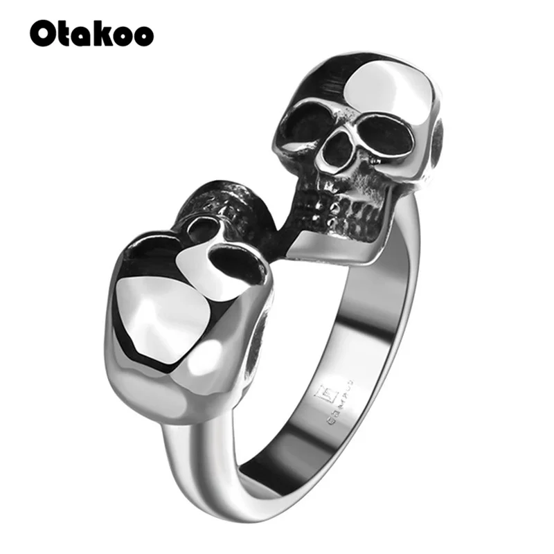 Otakoo оптовая продажа классическое серебристое черное кольцо в стиле панк из