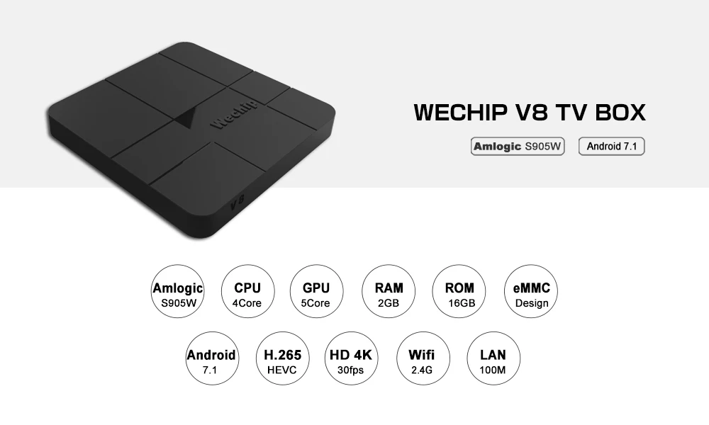 Wechip V8 Android 7.1.2 ТВ приставка с i8 беспроводной клавиатурой HDMI 2,0 Горячая 1 год IP tv suscirption Европа WEIN ТВ приставка