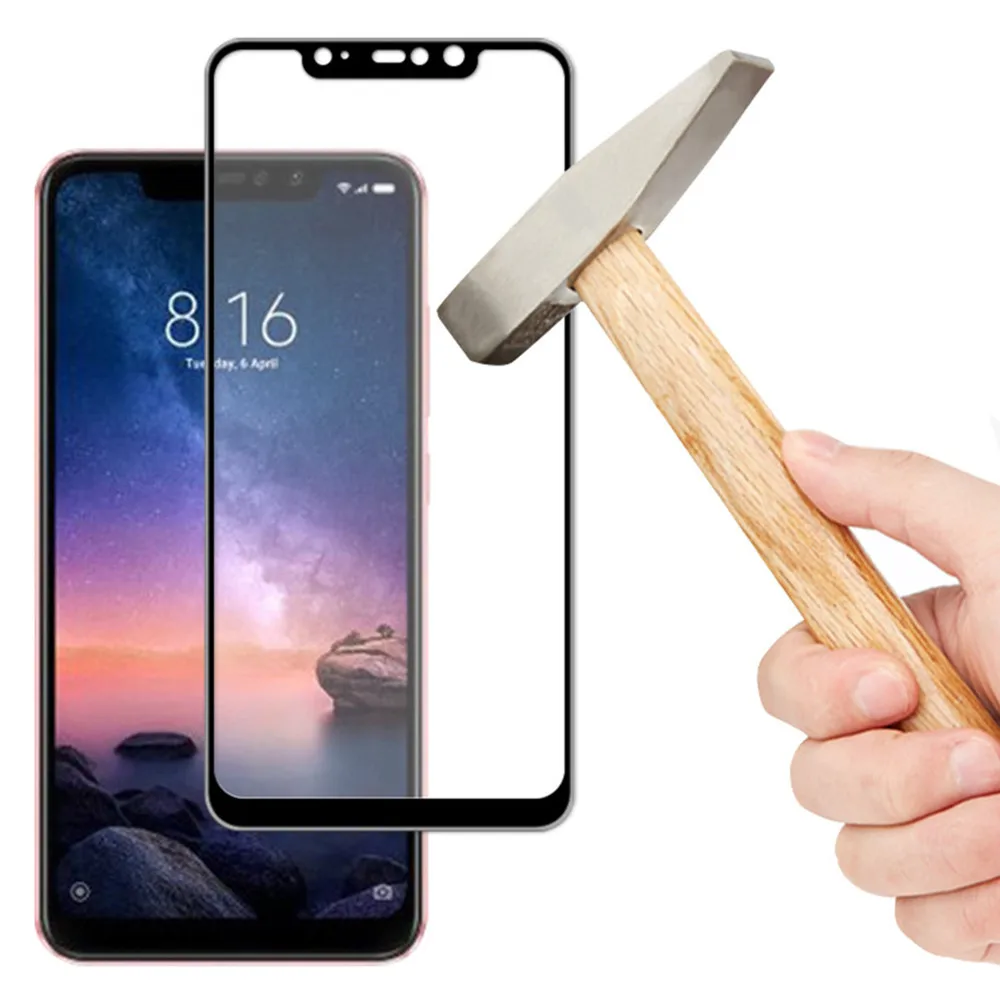 Защитное стекло для Xiaomi Redmi Note 6 Pro Glas xiomi xaomi note6 6pro полное покрытие Закаленное стекло Защитная пленка для экрана 9 H - Цвет: Черный