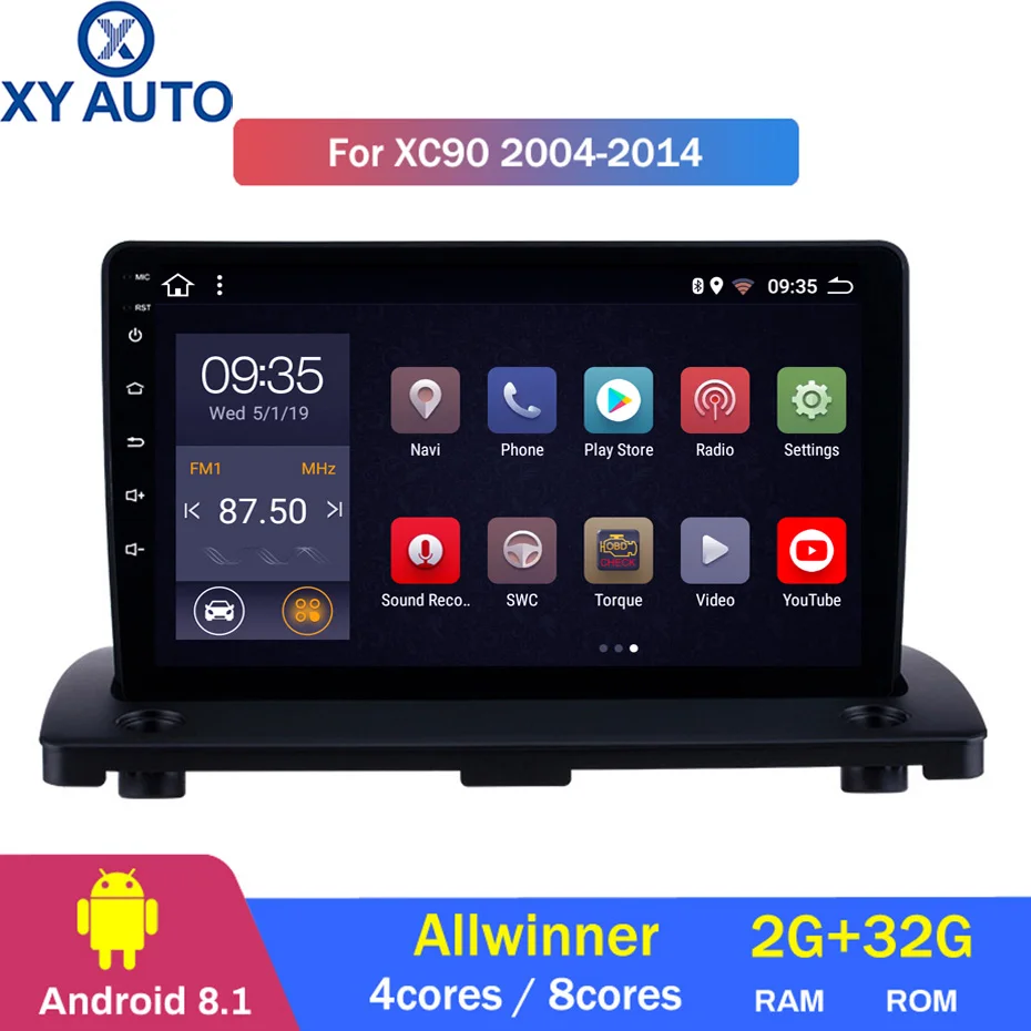 9 дюймовый 2.5D IPS HD мультисенсорный экран Android 8 1 2 Гб ОЗУ 32 ПЗУ NAVI для Volvo XC90 2004 2014 с