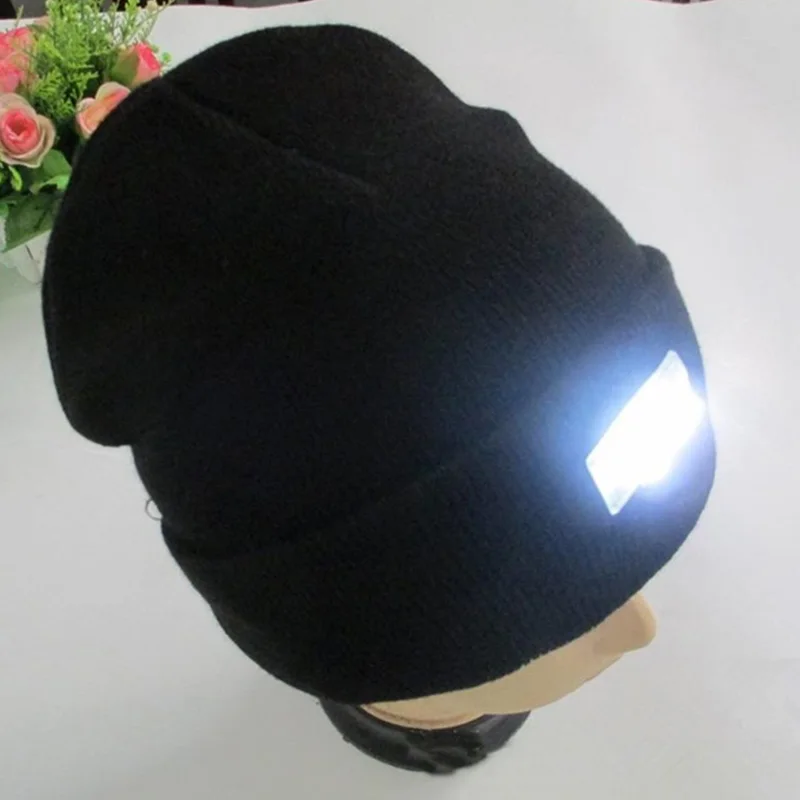 5 светодиодный колпак фонаря зимние теплые свободные руки фонарик трикотажные BeanieStriped Woll удобные мягкие шапки Повседневная простая вязаная шапка