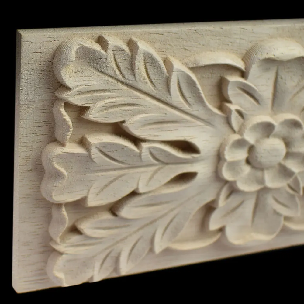 Винтажная неокрашенная деревянная резная угловая поверхность аппликация рамка